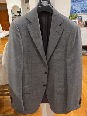 Suit Supply Men's Charcoal Gray Vitale Barberis Canonico Notch Lapel Blazer (40S